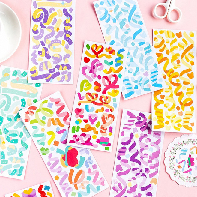 리본 컨페티 키치 씰 스티커 홀로그램 다꾸 폴꾸 포꾸 다이어리꾸미기, 1.별빛 (ST-977)