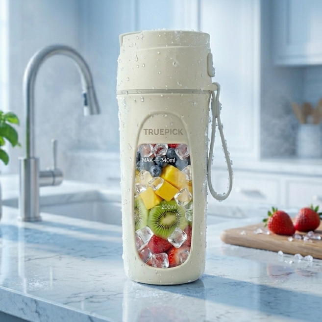 트루픽 20초 순삭 얼음분쇄 휴대용 텀블러 무선 믹서기 블렌더, 340ml