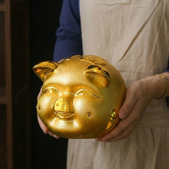 미닛데이 돈들어오는 황금 돼지 저금통 세라믹, 1개, 소형