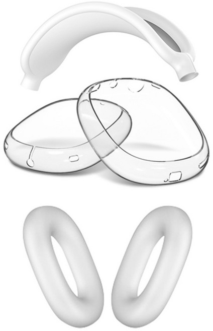 스냅케이스 에어팟맥스 호환 실리콘 케이스 올인원 3in1, G. 화이트+투명 SET