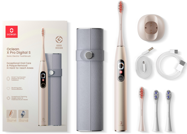 APP연동 오클린 X Pro 디지털 Oclean X Pro Digital 스마트 터치 스크린 전동칫술 분당 84000회 IPX7방수 1년무상A/S, 골든세트, 1개, 골든세트