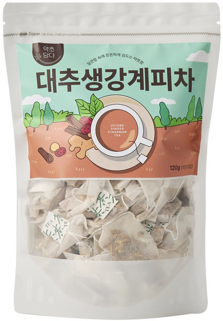 약초담다 대추 생강 계피 차 삼각티백, 1개, 100개입, 1.2g