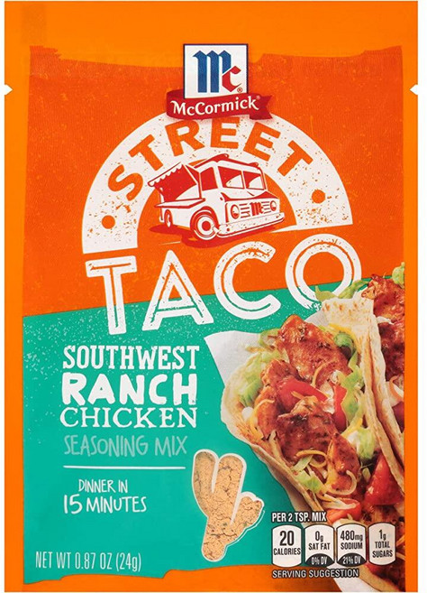 McCormick Street Taco Southwest Ranch Chicken Seas McCormick Street Taco Southwest Ranch 치킨 시즈닝 믹스, 0.87 Ounce Pack of 12, 12개, 24g
