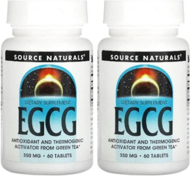 1+1 소스내츄럴스 EGCG 350mg 60정 녹차 칼슘 폴리페놀 비건 글루텐프리, 2팩 - 쿠팡
