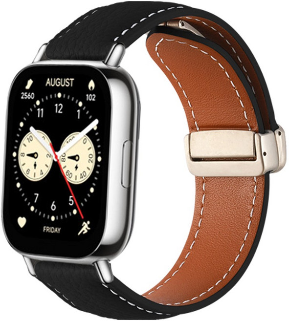 더조은셀러 샤오미 레드미 호환 D버클 천연 가죽 마그네틱 스트랩, 블랙