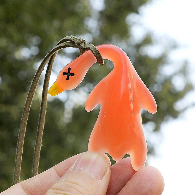 변색 구운 자외선 오리 / 햇빛 UV 키링 베이징덕 틱톡 오리 키홀더 열쇠고리, 1개