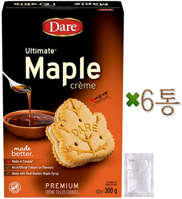 캐나다 데어 메이플 크림 쿠키 300g Maple Cream Cookies made with maple syrup peanut free+멀티비타민 캐나다 직배송, 6박스