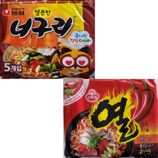 오뚜기 열라면 10개 + 농심 너구리 얼큰한맛 10개, 20개