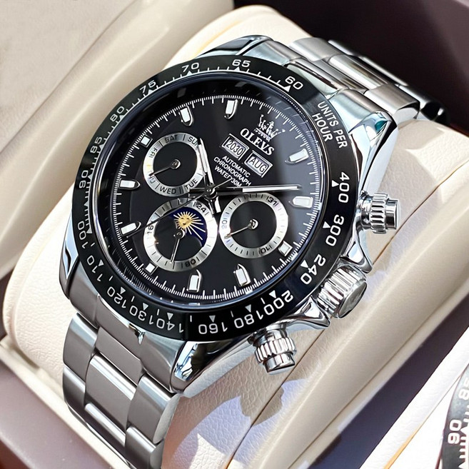 OLEVS 남성 시계 정품 자동 기계식 오토매틱 럭셔리 명품 워터프루프 야광