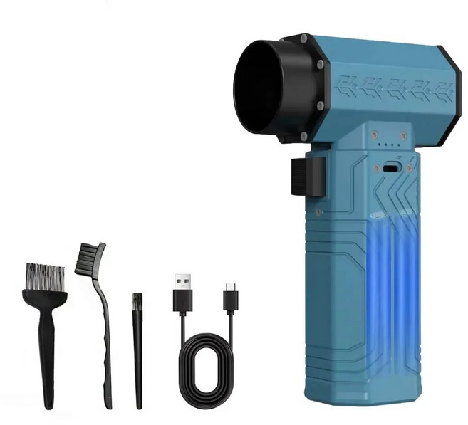 [에어건 컴프레셔] 880000RPM 강력한 공기 송풍기 미니 터보 제트 팬 10000mAh 600g 추력 70 메터/초 바람 브러시리스 먼지 떨이 잎 제거 건조기 키보드, F02 ES, 1개