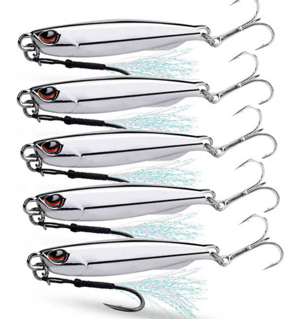 고광택 크롬 메탈 지그 다어종 루어 5개 세트 10g~40g 볼락 광어 우럭 삼치 농어 갈치