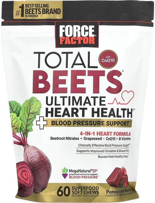 Force Factor Total Bees® CoQ10 함유 최고의 심장 건강 증진 석류 베리 맛 슈퍼 푸드 소프트츄 60개 Factor (포스 팩터), 1개 - 쿠팡