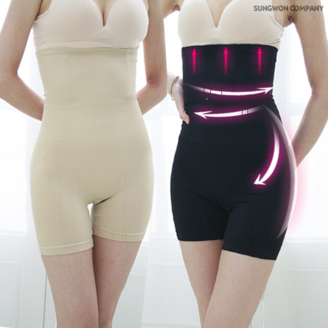 이너퀸 프리수 여성용 뱃살 복부 허리 보정 압박 하이웨스트 바디쉐이퍼 하의 사각 롱 거들 팬티 속옷 복대 9973(저)