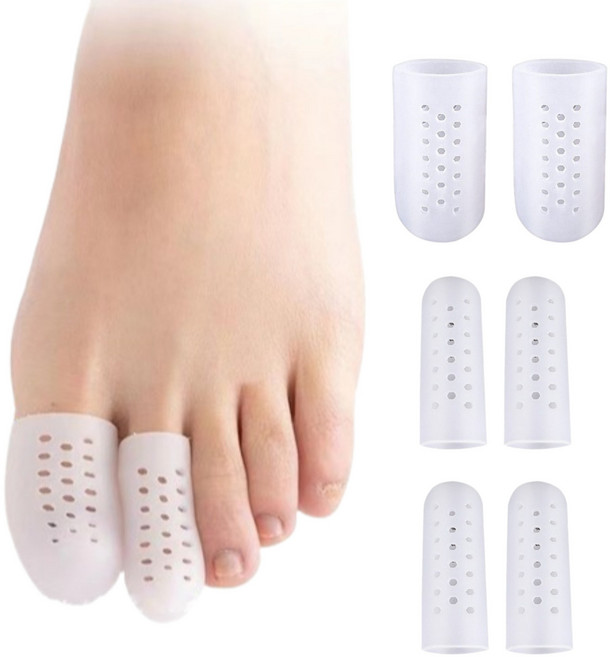 HB153 발가락 골무 보호대 보호캡 엄지용 2 나머지용 4, 화이트, 6개