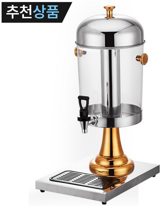 음료디스펜서 스테인레스 업소용 주스 탄산 워터 대용량 워터저그 호텔용 뷔페용, 실버 16L 더블 헤드, 1개