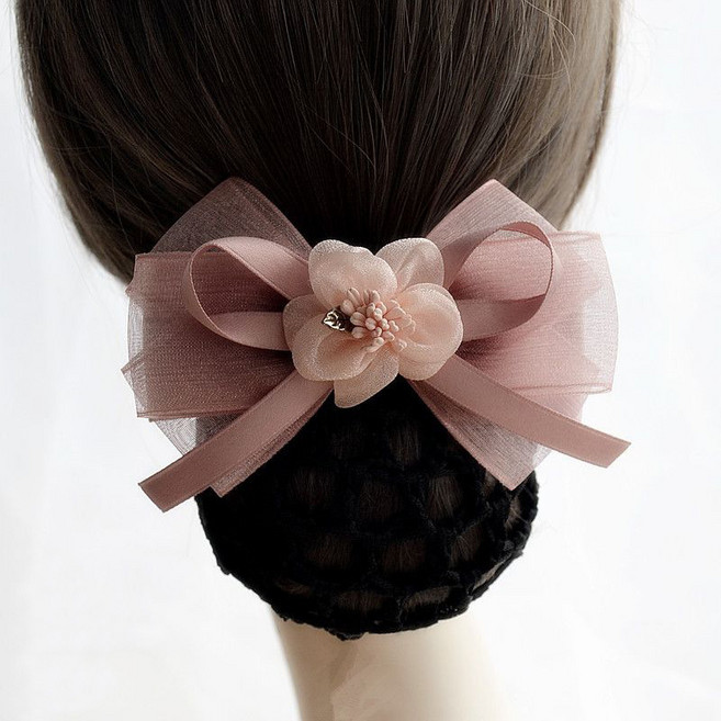 YIEUN 엔젤플라워헤어망 올림머리 직장여성 무대 공연 고급헤어망