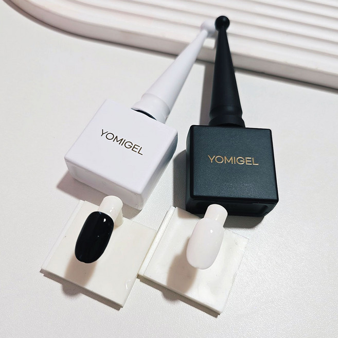 요미젤 블랙 화이트 컬러젤 폴리쉬 타입 2종 단품 젤네일, 1개, 10g, 요미블랙 YMC02
