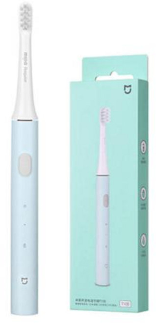 샤오미 미지아 소닉 전동 칫솔 T100 IPX7 방수 USB 충전식 초음파 자동 칫솔 성인용 칫솔, 블루, 1개