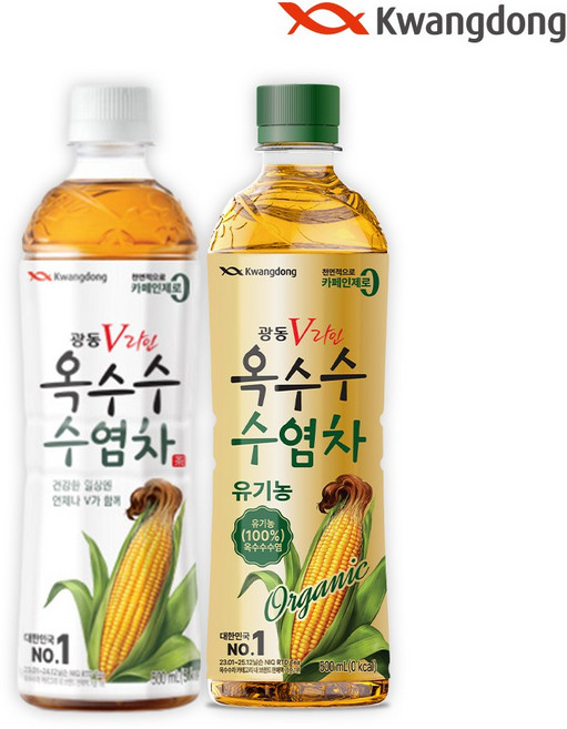 [광동직영] 광동 옥수수수염차 500ml 24pet + 옥수수수염차 유기농 500ml 24pet 총 48pet, 48개