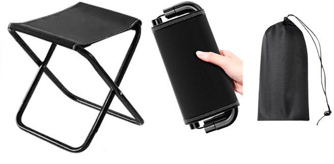 앙플러스 한손에 쏙 초경량 접이식 의자, 블랙, 1세트