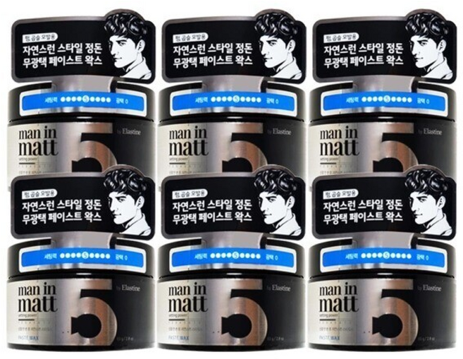 엘지 엘라스틴 맨인매트 무광택 헤어 왁스 페이스트, 6개, 80g
