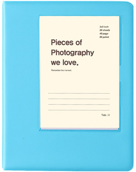 문구백서 3X5 사진 포켓 앨범 포켓식 포토 포카바인더 콜렉트북 티켓북, 백지, 블루