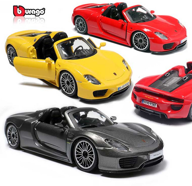 브라고 1:24 포르쉐 모형 918 스파이더 다이캐스트 모형차 색상선택, 레드, 1개