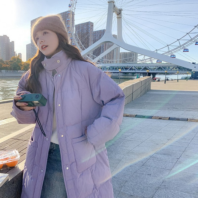 박시 빅사이즈 롱 패딩 여 빅포켓 윈드스토퍼 겨울 코트