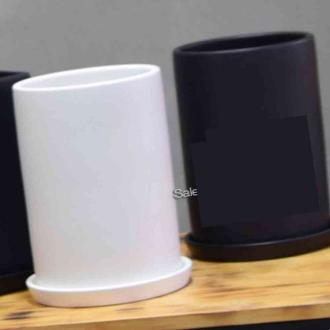 녕쭈 원통형 화분 14x24cm 도자기화분, 화이트 XL, 1개