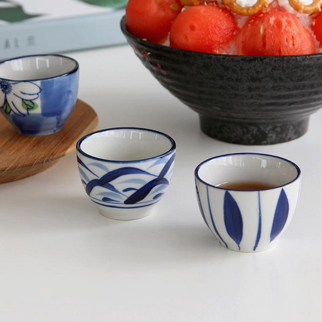 빙수 연유볼 19종 도자기 소스볼 술잔 겸용 소주잔 사케잔, 17. 파란잎 연유볼, 1개