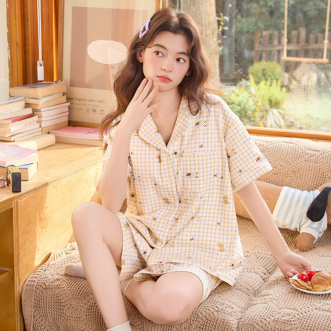 비앤씨 소프트 순면 여름 잠옷 홈웨어 파자마 상하의 투피스 세트