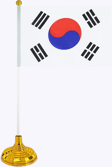 소형 스탠드형 태극기 10P - 깃봉 단상용 책상용 학교 강당 관공서 받침대 국기봉 회의실 회사 원형받침