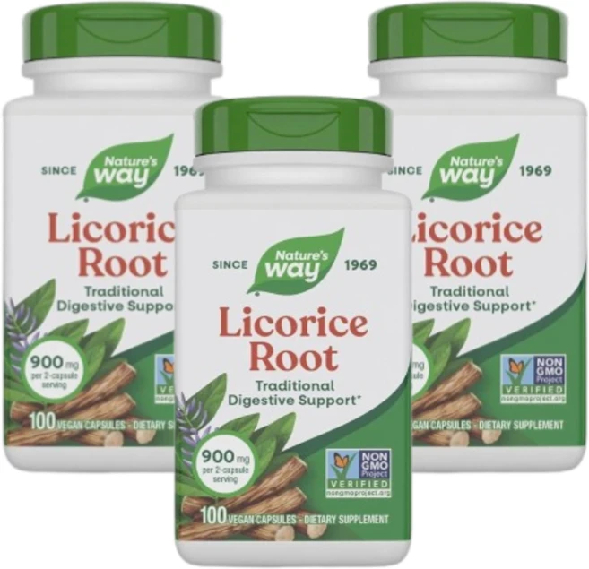 네이처스 웨이 3개 감초 뿌리 900mg 100 베지 캡슐, 100정 - 쿠팡