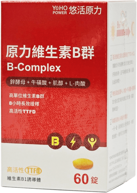 悠活原力 原力綜合維生素B群緩釋膜衣錠 緩釋技術 能量代謝 維持神經系統健康, 60顆, 945mg, 1盒