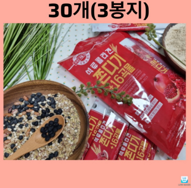 [JS푸드] 30개(3봉지) 석류콜라겐쫀디기+16곡물, 1개, 200g