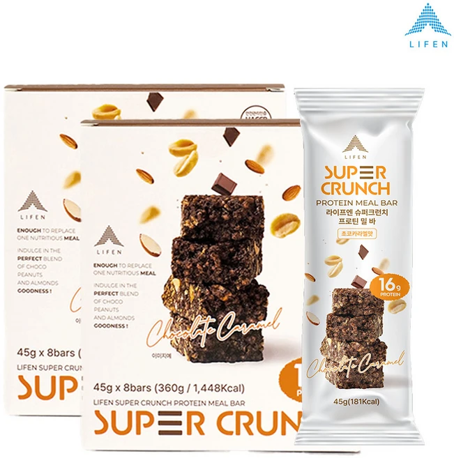 [깐깐한 초록마을 입점 제품] 라이프엔 슈퍼크런치 프로틴 밀 바 45g 16개입, 16개 - 쿠팡