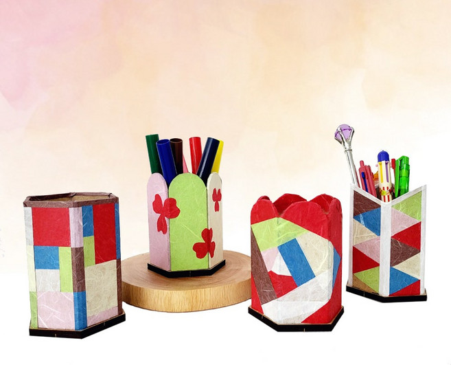연필꽂이 만들기 DIY 재료 한지 공예 조립 나무 우드 꾸미기 초등 중등 방과후 돌봄 체험 키트, 1개, 연필꽂이(무지)C/