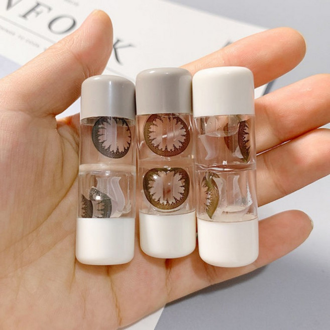 리브온 휴대용 컴팩트 콘택트 렌즈 케이스 집게 내장, 그레이, 1개, 그레이