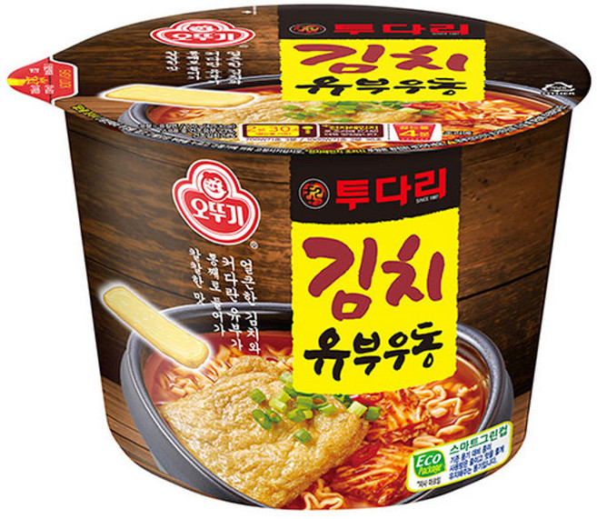 오뚜기 투다리 김치유부우동 컵라면 큰컵 100g, 12개