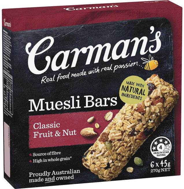 호주 칼만스 Carman's Muesli Bar 클래식 후르츠 & 너츠 뮤즐리바, 2개, 270g