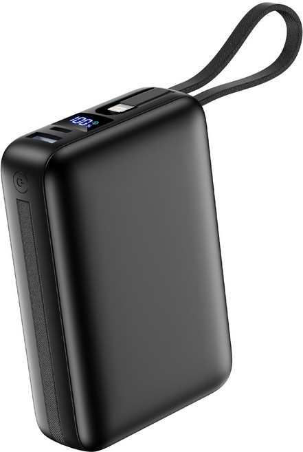 YEXXI 고속충전 보조배터리 대용량 26800mAh PD3.0 22.5W QC3.0 듀얼 케이블 포함, 블랙, N20