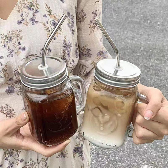 復古公雞杯梅森杯帶蓋吸管玻璃杯, 1個, 公雞+無圖案 各一隻, 透明, 公雞+無圖案