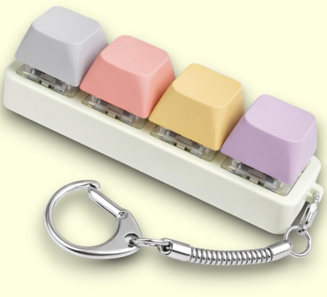 딸깍이 키캡 키링 4구 마카롱 키보드 피젯 장난감 파인드앤드랍, 마카롱 계열 4구, 1개