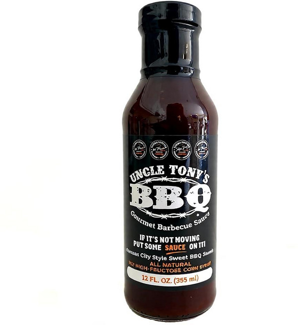 Uncle Tony's BBQ Sauce – 2024 세계 챔피언 바베큐 소스 - 스위트 앤 스모키 캔자스 시티 스타일 천연 성분 수상 경력에 빛나는 맛 355ml(12온스)