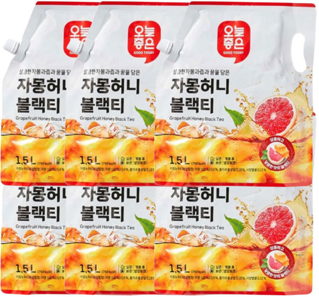 오늘좋은 자몽허니블랙티 기획 1.5L, 6개