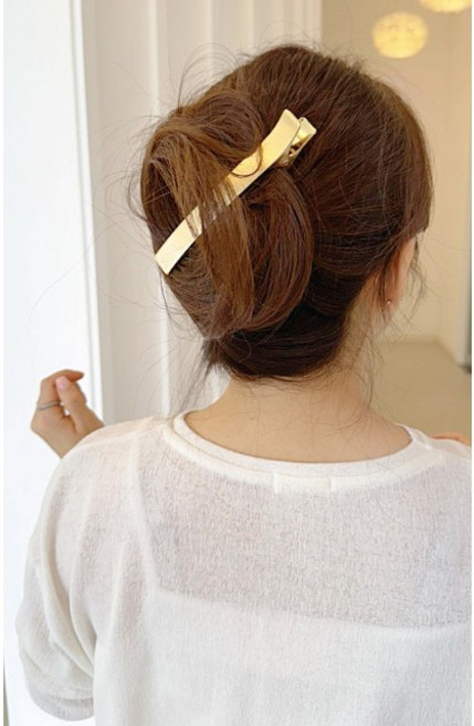 [무배]국산 메탈 무광 스퀘어 심플 일자 악어 올림머리 집게핀 헤어클립