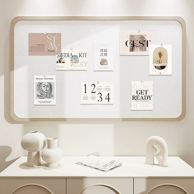 부착식 펠트 게시판 보드 사무실 가정용 무타공메모판, 베이지-40x60, 1개