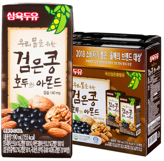 삼육 검은콩 호두&아몬드두유 190ml, 32개