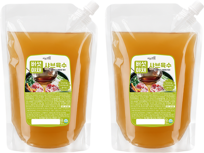 이츠쉐프 25배수 고농축 버섯야채 샤브샤브 육수 대용량 업소용 소스 2kg 2개, 2kgx2포, 2L