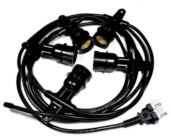 스트링월드 전등선 5M 5분기 5소켓 스트링라이트 야외조명 오징어등 파티라이트, 1개, 검정